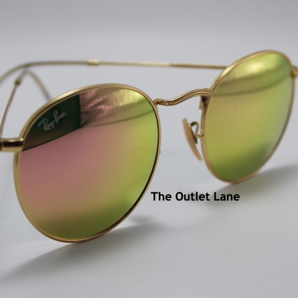 Model Display RayBan Round Metal Pink Mirror RB3447 Reflective - Picture 8 of 16